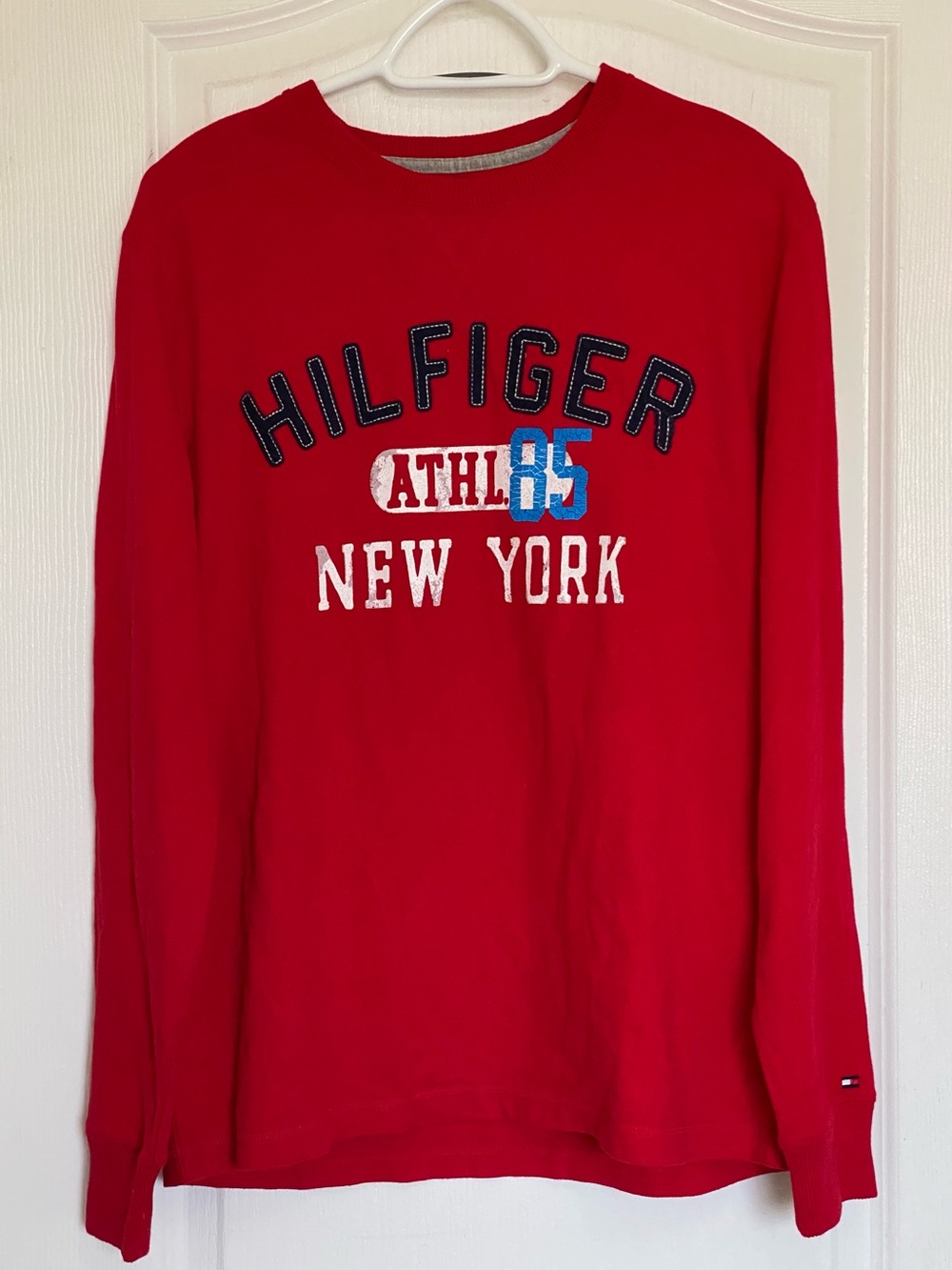 Tommy Hilfiger Red Crewneck with White Logo Size M